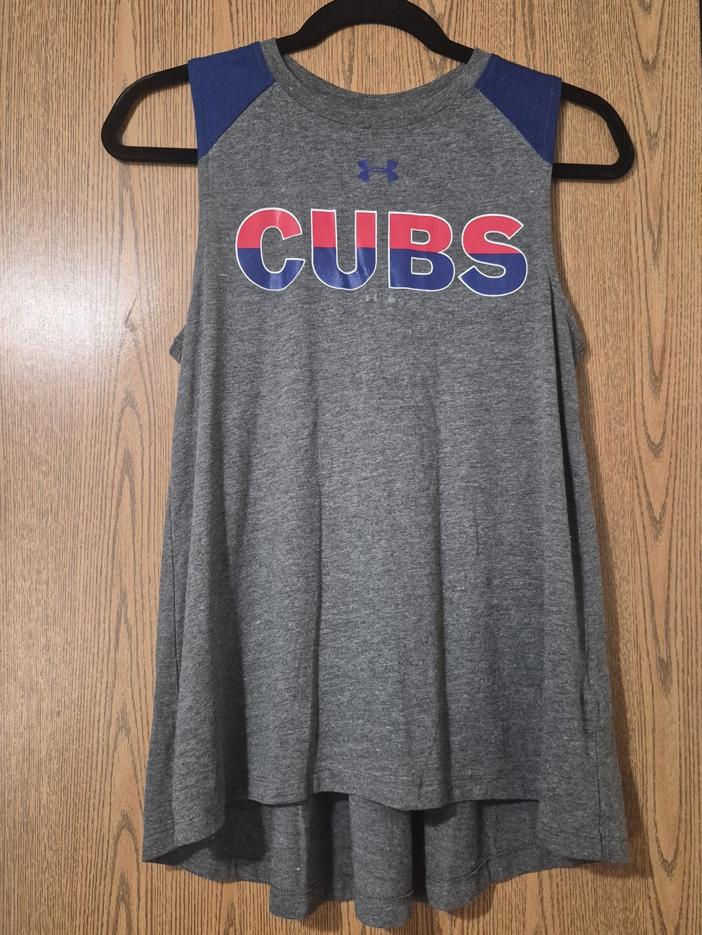 Under Armour Gray Tank with Blue Shoulder Panels and Red/Blue CUBS Logo